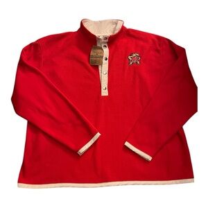 Maryland Terrapins Women's L 12/14 Snap Fleece Pullover Red NWT Rivalry Threads